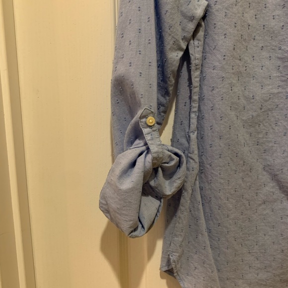 Talbots popover blouse, blue, size small - Picture 5 of 6